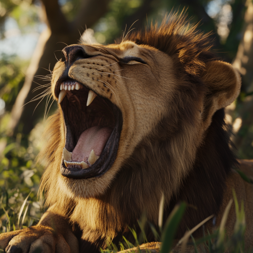 The male lion waking up from a nap The male lion waking up from a nap
