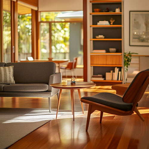 The welcoming midcentury lounge room in New Zealand