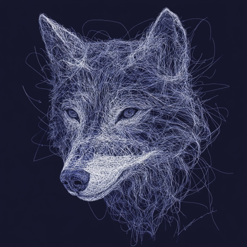Thread wolf head in MC Escher style