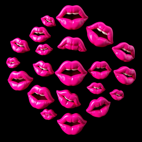 Three-Dimensional Fuchsia Lips on Black Background