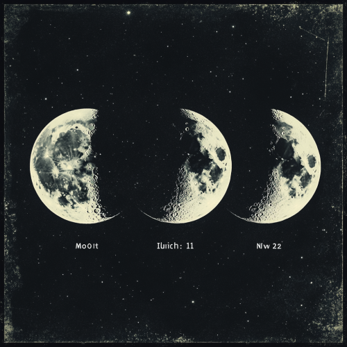 Three Moon Phases in a Mystical Night Sky