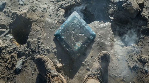 Three Vikings with Blue Diamond Stone Outdoors