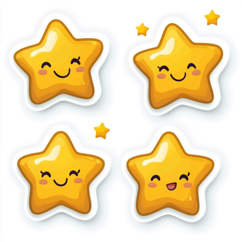 Three Yellow Stars on White Sticker Sheet Three Yellow Stars on White Sticker Sheet