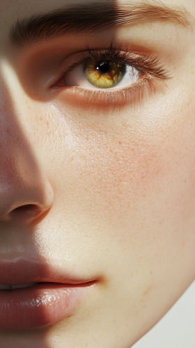 Tired American girl with shiny eyes in game