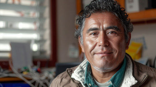 Bolivian IT Consultant in Natural-Lit Office