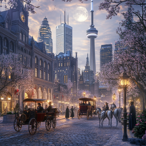 Toronto in 1900s depicted in realistic, photographic imagery.