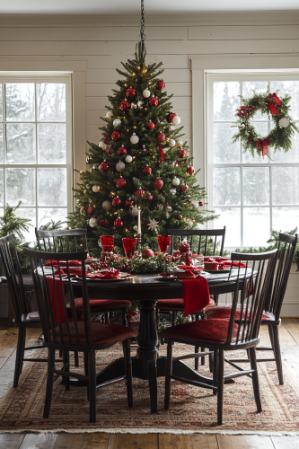 Traditional Christmas Room with Red and Green Decor