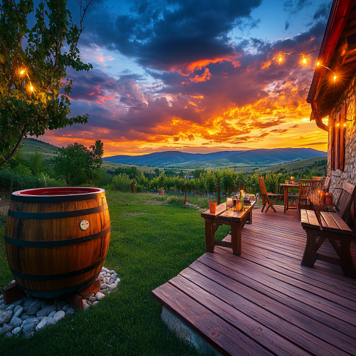 Traditional Romanian Cottage Village House with Wooden Barrel Jacuzzi Traditional Romanian Cottage Village House with Wooden Barrel Jacuzzi