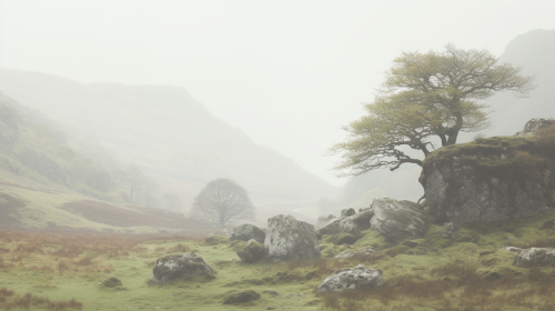 Cinematic Moss-Covered Stone Wall in Scottish Landscape Cinematic Moss-Covered Stone Wall in Scottish Landscape