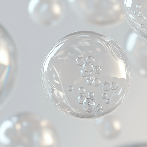 Transparent bubbles with bright capsules in colorless toner