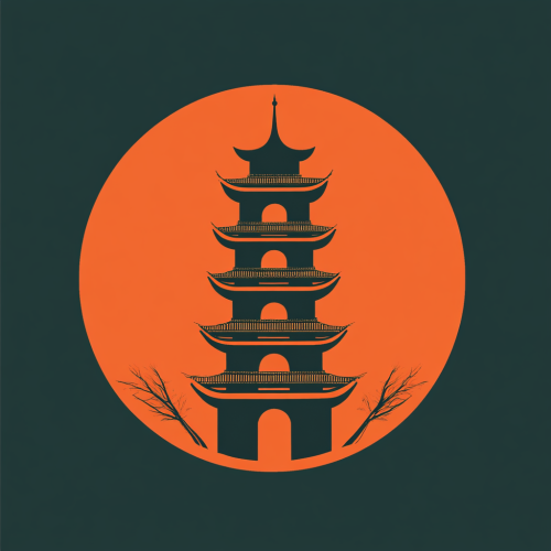 Transportation-themed logo with G, J, pagodas, Q appearance