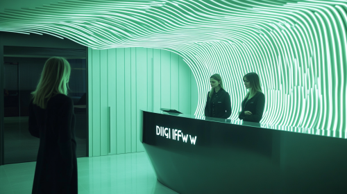 Two Women Connecting through DigiFlow Energy Wave Two Women Connecting through DigiFlow Energy Wave