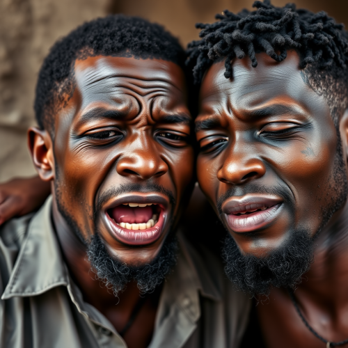 Two black men are crying.