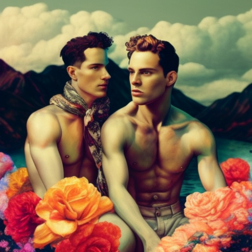 Two men enjoy magical beautiful nature together.