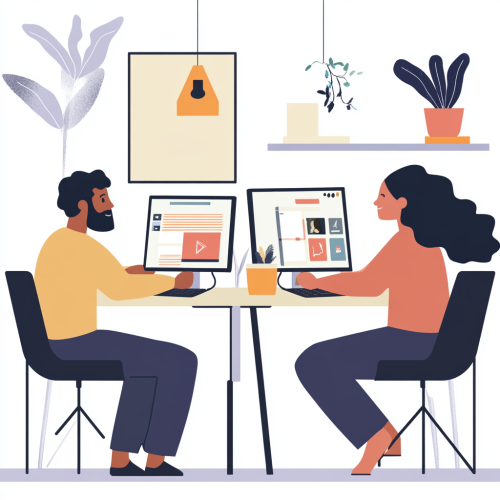 Two people in a virtual meeting sharing support