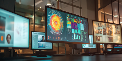 Ultra Realistic Data Lab Computers with Radar, Graphs, People, Netflix Style - AR 2:1