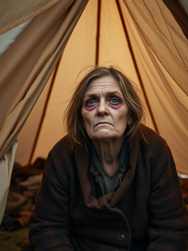 Unhappy Woman in a Tent