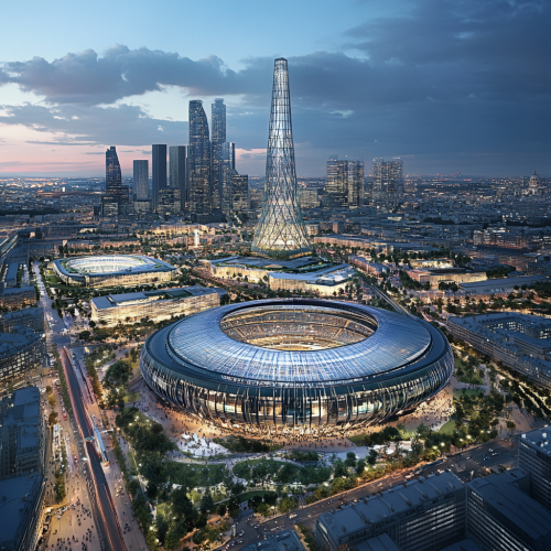 Urban District Concept Art, Paris: Aerial View, Urban Planning, Mixed Use Urban District Concept Art, Paris: Aerial View, Urban Planning, Mixed Use