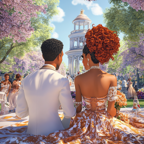 Vibrant 3D Cartoon African-American Family at Bank