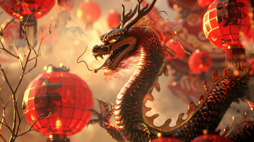 Vibrant 3D Chinese New Year Dragon Wallpaper