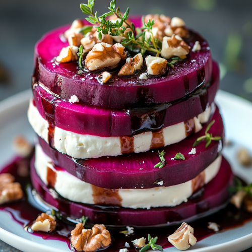 Vibrant Beet and Goat Cheese Salad Stack
