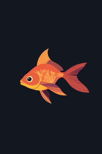Vibrant goldfish in James Jean style on dark background