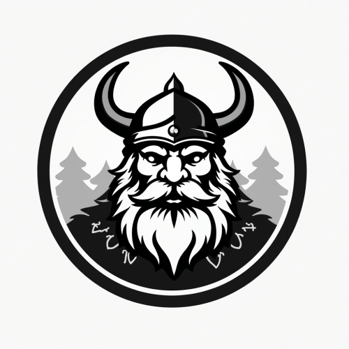 Viking children's camp logo in black and white.