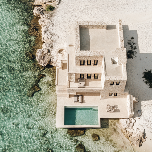 Villa on Zanzibar beach with Mykonos style windows.
