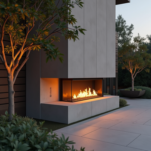Vivere Concreto's Ultra Modern Outdoor Fireplace Logo