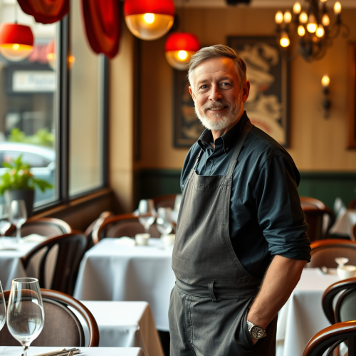 Waiter Checking Age Outside Italian Restaurant