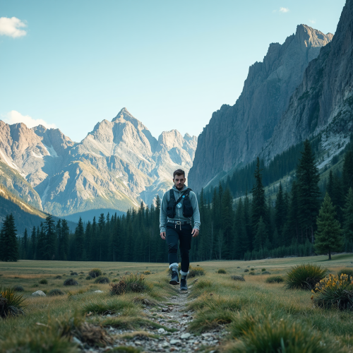 Wanderer in Crypto Attire Exploring Natural Landscape