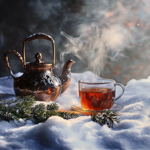 Warmth in Winter: Black Tea and Snow