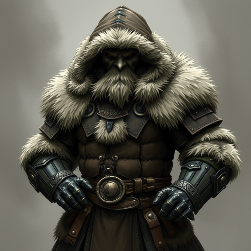 Warrior wearing animal hide and fur armor.