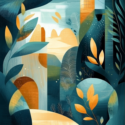 Whimsical Nature Scene in Vibrant Colors