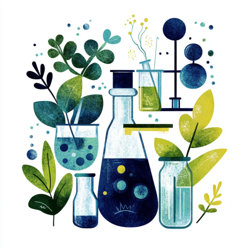 Whimsical Science Lab on White Background