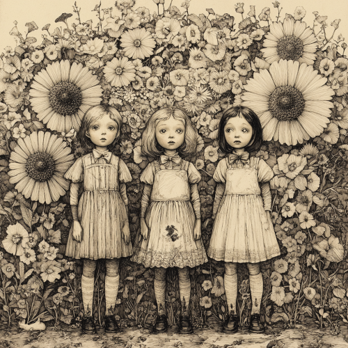 Whimsical group portrait of children in fanciful costumes