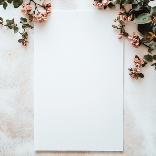 White A3 Paper with Floral Decoration, High-Res Stock Photo White A3 Paper with Floral Decoration, High-Res Stock Photo
