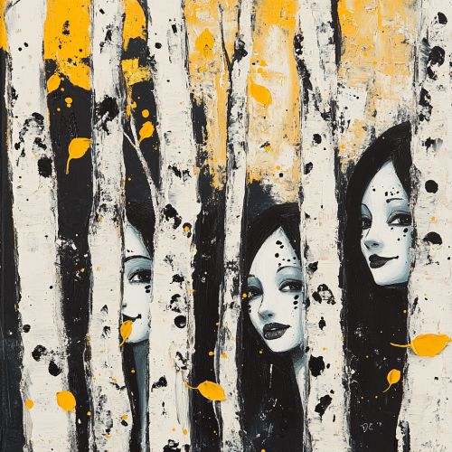 Winter Wonderland: Women in Birch Trees Portrait