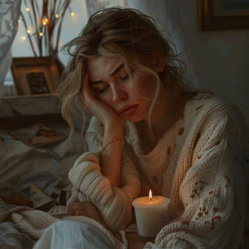 Woman Practicing Self-Care in Deep Grief Portrait