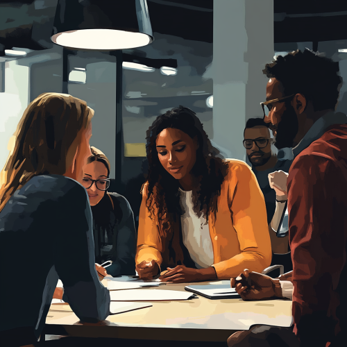 Work Together: Diverse Coworkers in Modern Office