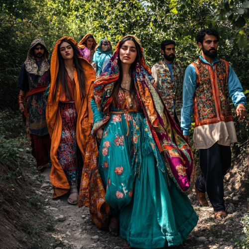 Workers arriving in northern Iranian-inspired commercial grove
