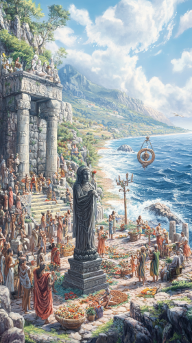 Worshiping the Earth Mother and Sea God ceremony.