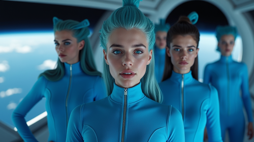 Young Aliens on Starship Orbiting Earth