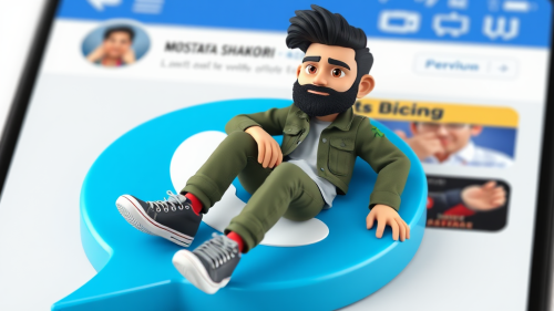 Young Animated Character on Blue Messaging App Icon