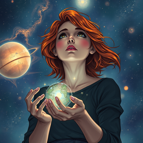 Young Astromancer: Gazing at Cosmic Map under Stars