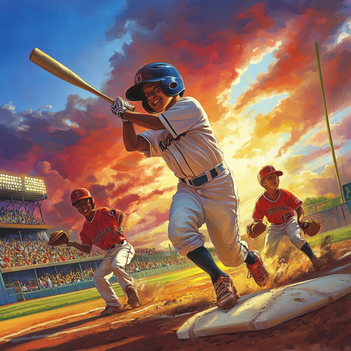 Young Baseball Players in Thrilling Game Action