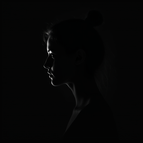 Young Woman's Profile Silhouette in Dramatic Lighting