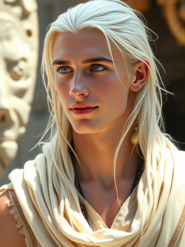 Youthful, Tribal Man with Piercing Blue Eyes