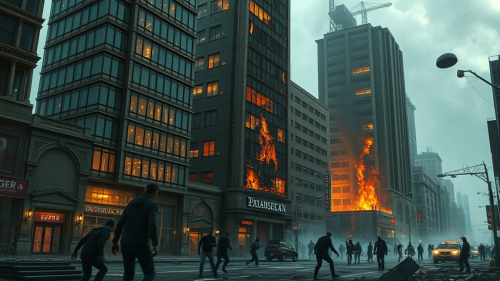 Zombies Destroying a Modern Fantasy Town