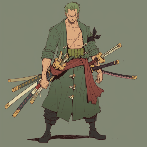 Zoro from One Piece in Studio Ghibli style.